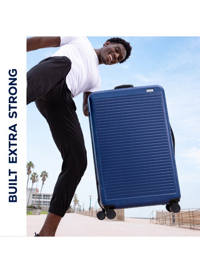 سبيس مجموعة حقائب سفر من 3 قطع صلبة بعجلات دوارة وخفيفة الوزن مصنوعة من مادة ABS، 28/24/20، أزرق داكن - Image 5